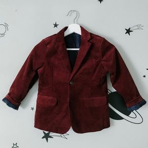 Boys Maroon Velvet Blazer //
